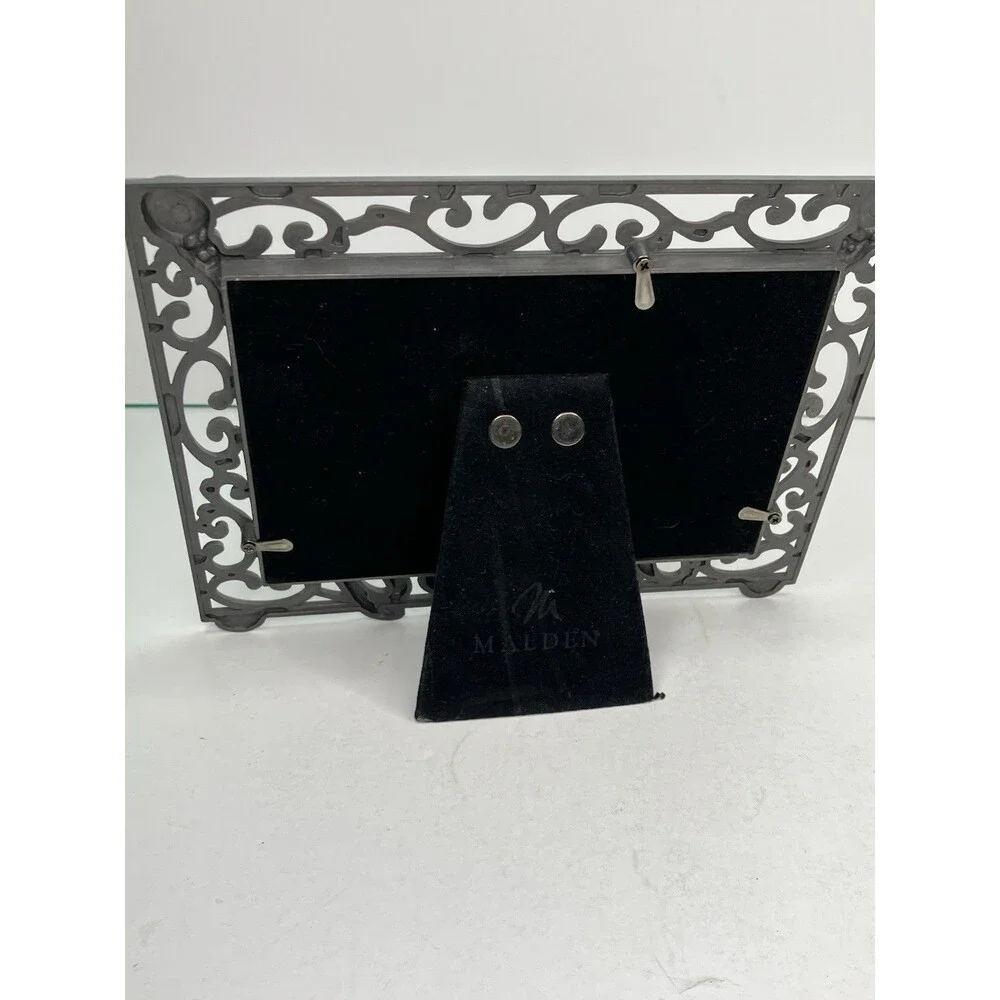 Malden Baby Picture Frame Metal Pewter 4x6 Baby & Rattlers on Boarder New